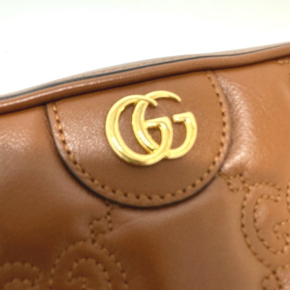Gucci GG Matelasse Double Crossbody Shoulder Bag Brown Leather - Picture 6 of 15